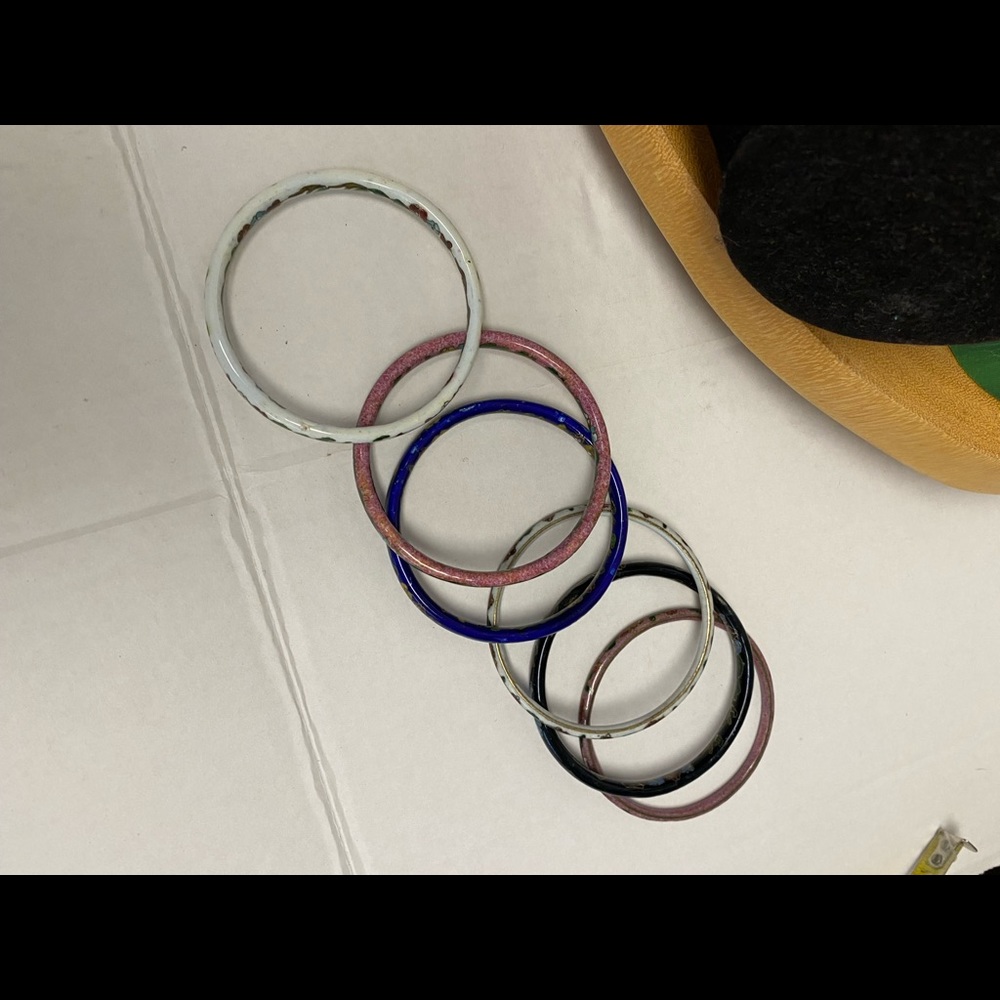 Retro Bohemian Enamel Inlay Bangle Bracelets 6pcs - image 5